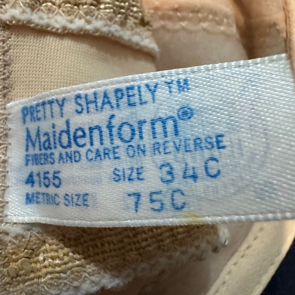 Maidenform Pretty Shapely Cream Strapless Underwire Bra Vintage 1970s 34C - Picture 15 of 16